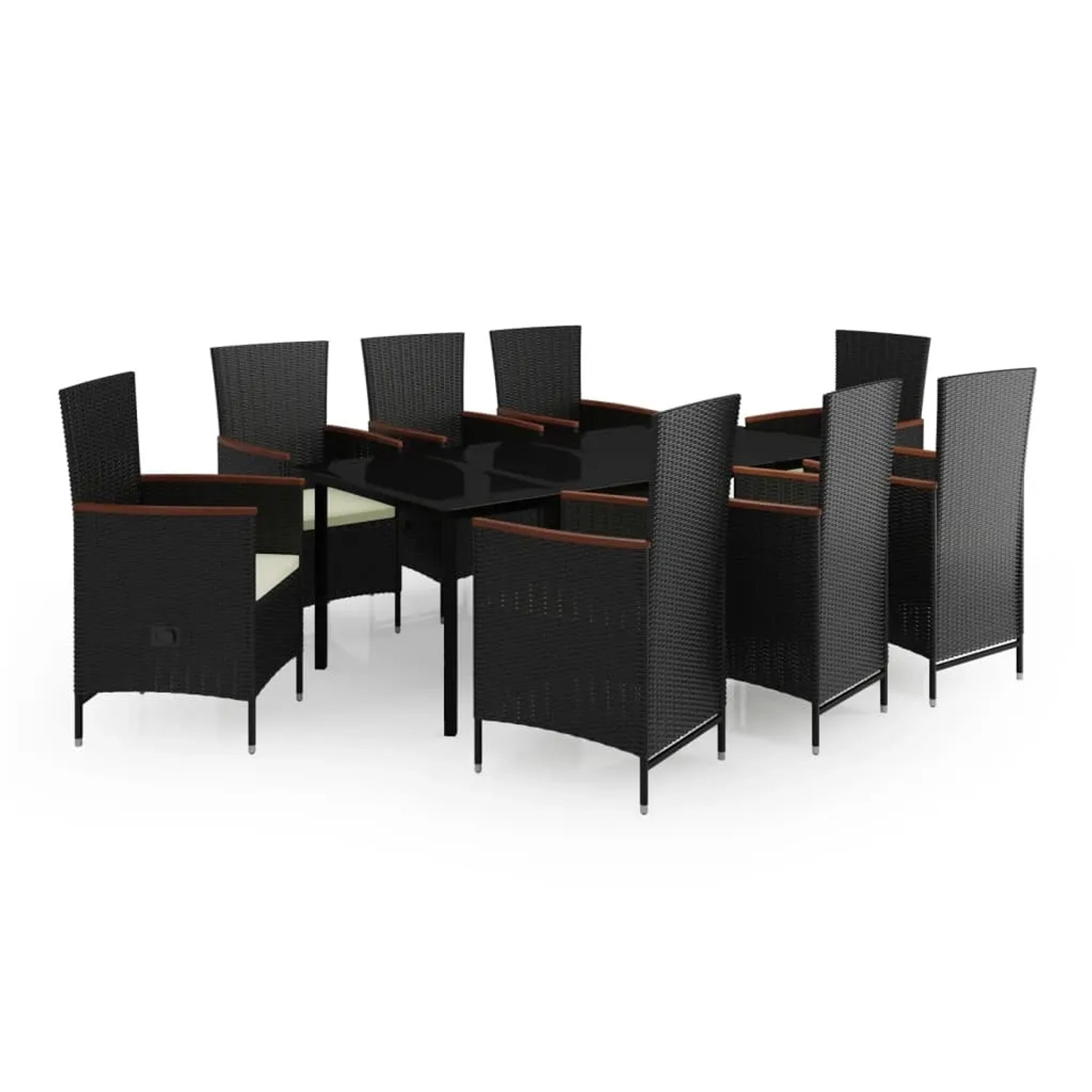 vidaXL 9-Tlg Garten-Essgruppe mit Kissen Schwarz 3099430