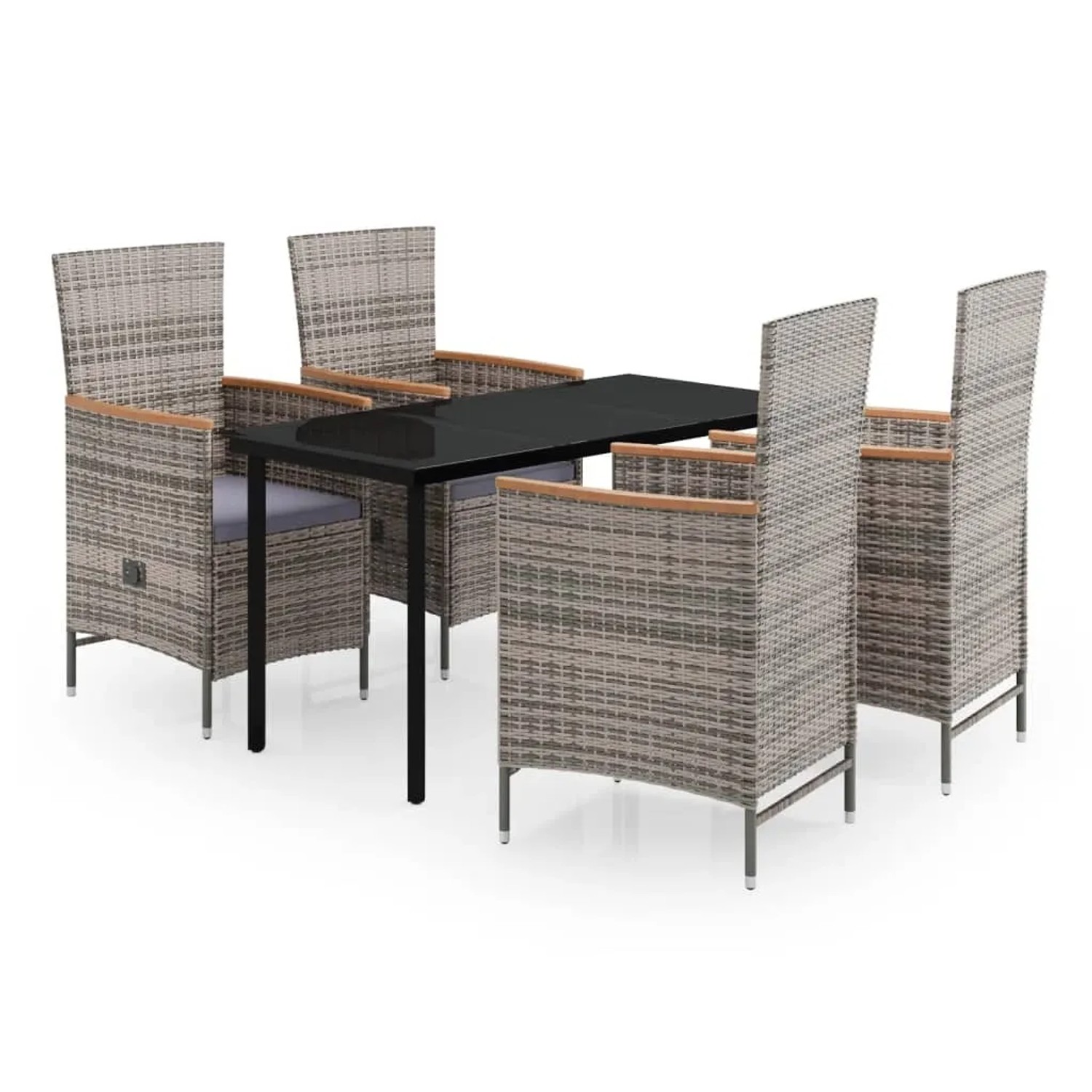 vidaXL 5-Tlg Garten-Essgruppe mit Kissen Grau 3099433