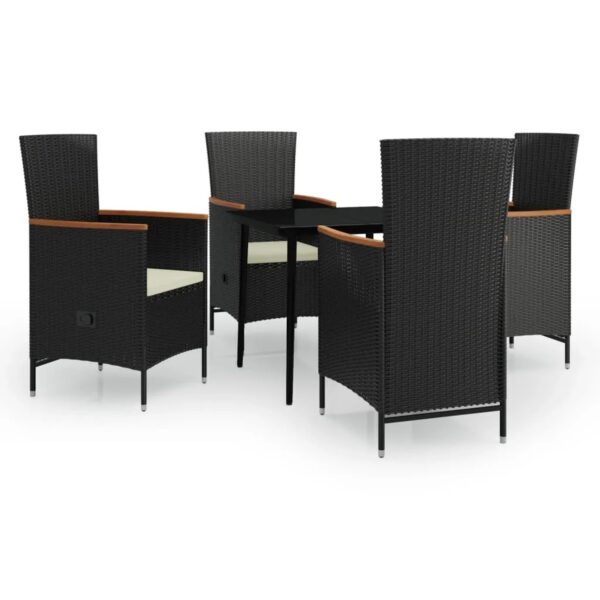 vidaXL 5-Tlg Garten-Essgruppe mit Kissen Schwarz 3099444 vidaXL 5-Tlg Garten-Essgruppe mit Kissen Schwarz 3099444