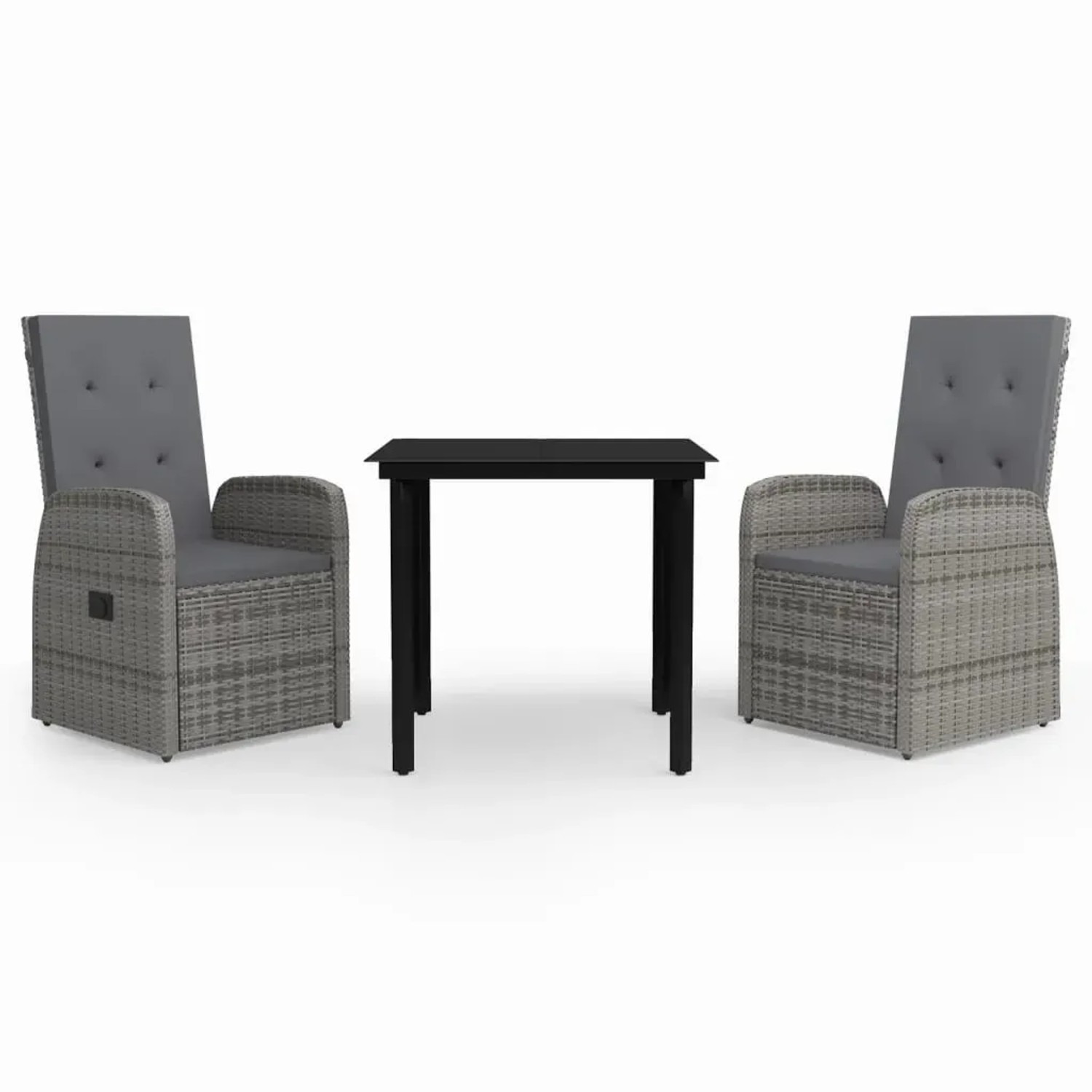 vidaXL 3-Tlg Garten-Essgruppe mit Kissen Grau 3099473