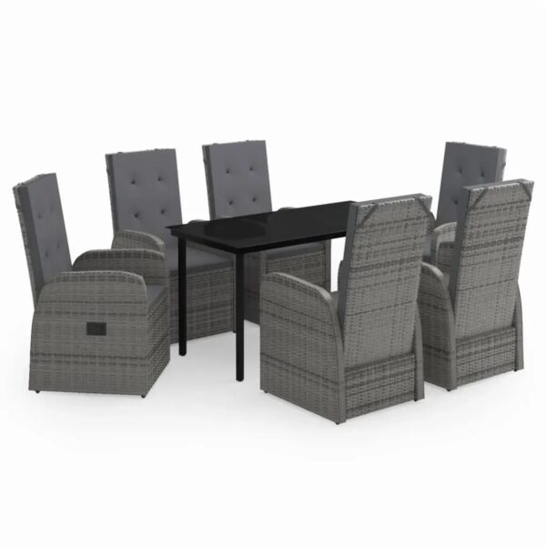 vidaXL 7-Tlg Garten-Essgruppe mit Kissen Grau 3099476