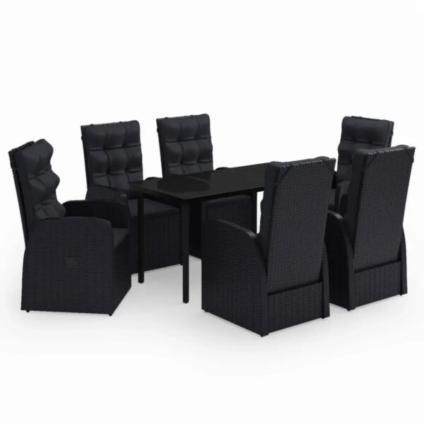 vidaXL 7-Tlg Garten-Essgruppe mit Kissen Schwarz 3099482 vidaXL 7-Tlg Garten-Essgruppe mit Kissen Schwarz 3099482