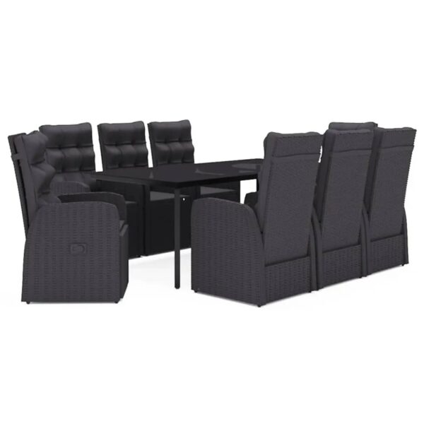 vidaXL 9-Tlg Garten-Essgruppe mit Kissen Schwarz 3099500 vidaXL 9-Tlg Garten-Essgruppe mit Kissen Schwarz 3099500