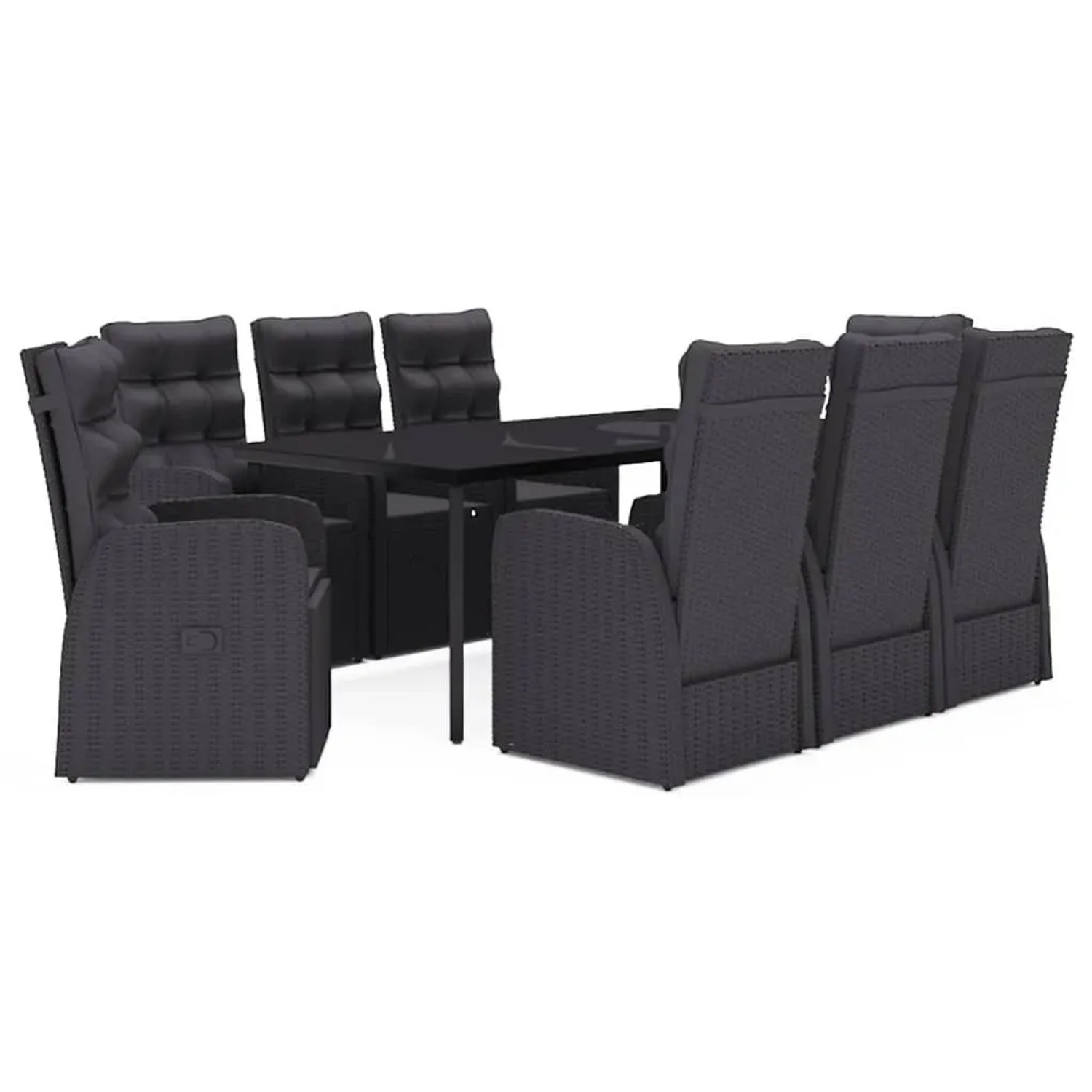 vidaXL 9-Tlg Garten-Essgruppe mit Kissen Schwarz 3099500