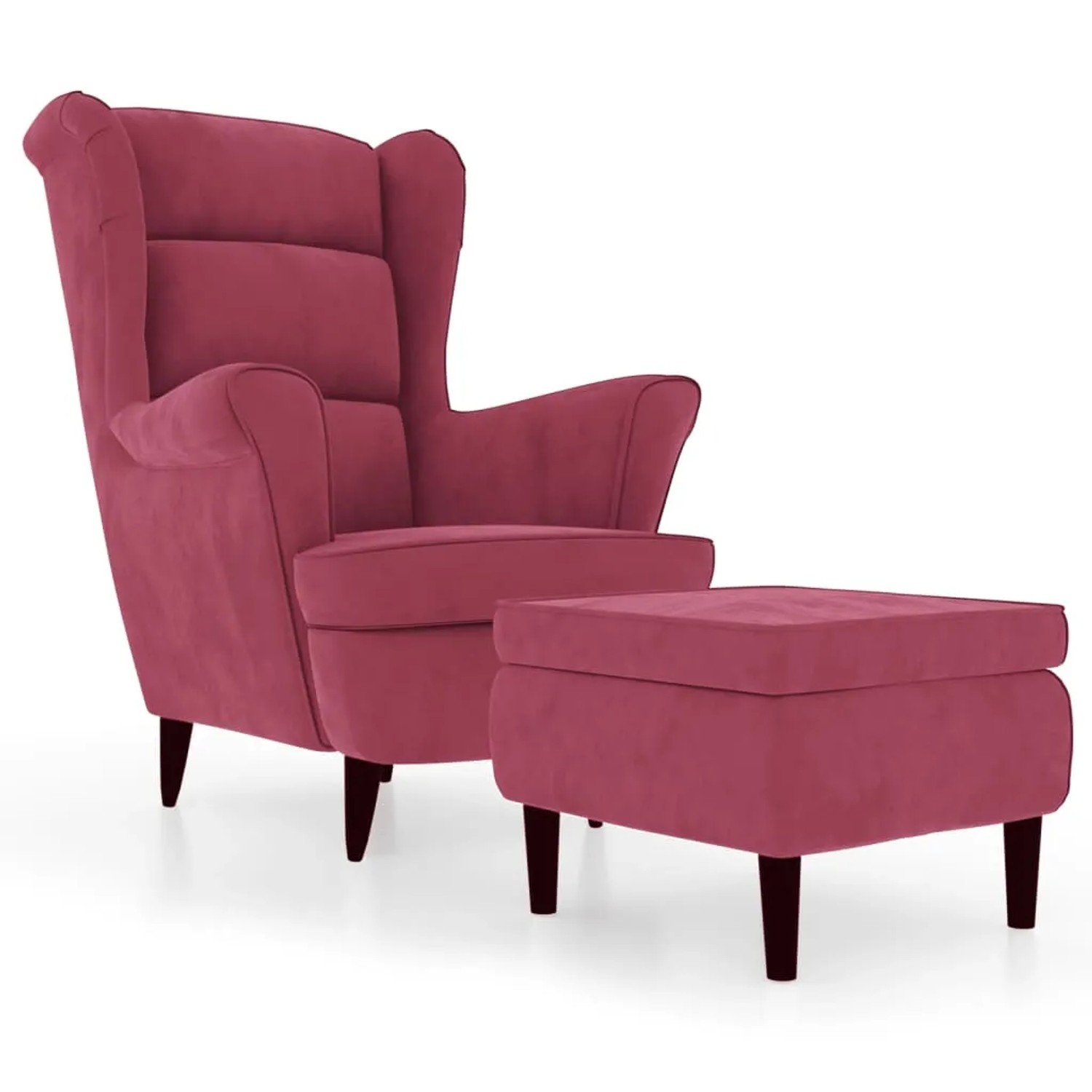 vidaXL Ohrensessel mit Hocker Weinrot Samt 3115936