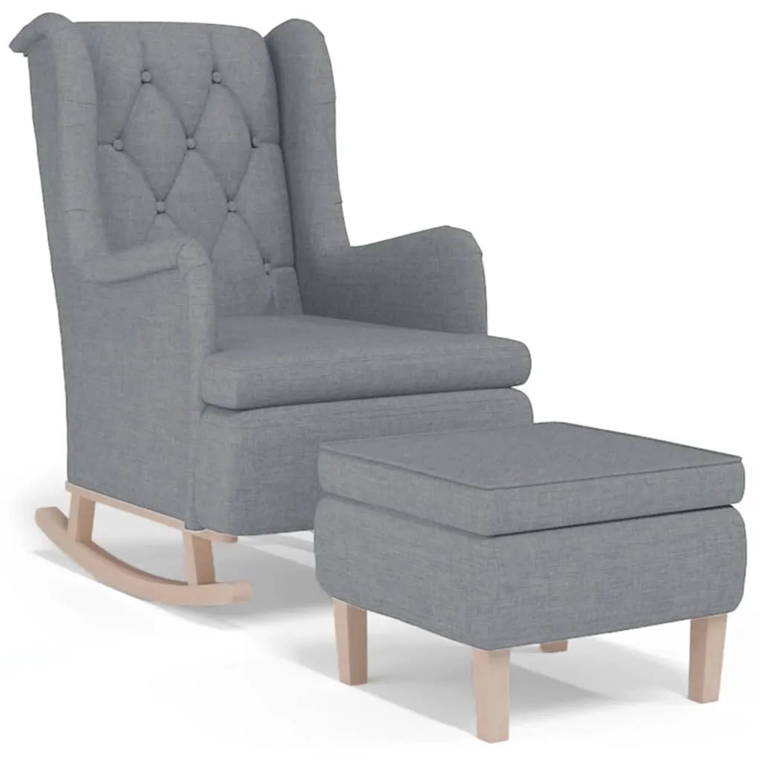 vidaXL Schaukelsessel mit Hocker Hellgrau Stoff Modell 1