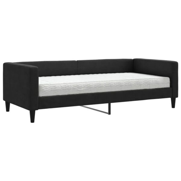 vidaXL Tagesbett mit Matratze Schwarz 90x200 cm Stoff vidaXL Tagesbett mit Matratze Schwarz 90x200 cm Stoff