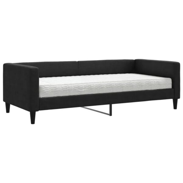 vidaXL Tagesbett mit Matratze Schwarz 90x190 cm Stoff vidaXL Tagesbett mit Matratze Schwarz 90x190 cm Stoff