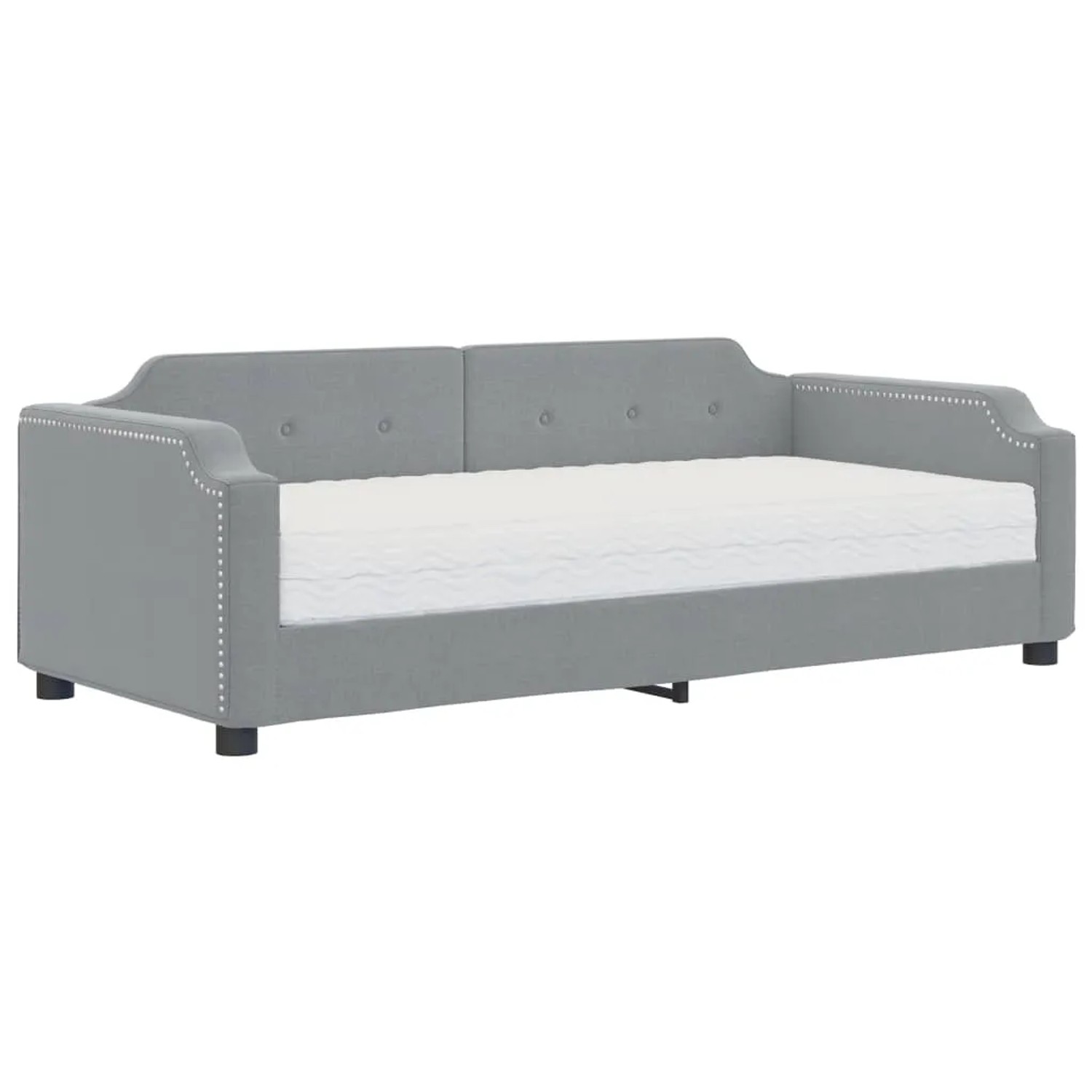 vidaXL Tagesbett mit Matratze Hellgrau 100x200 cm Stoff