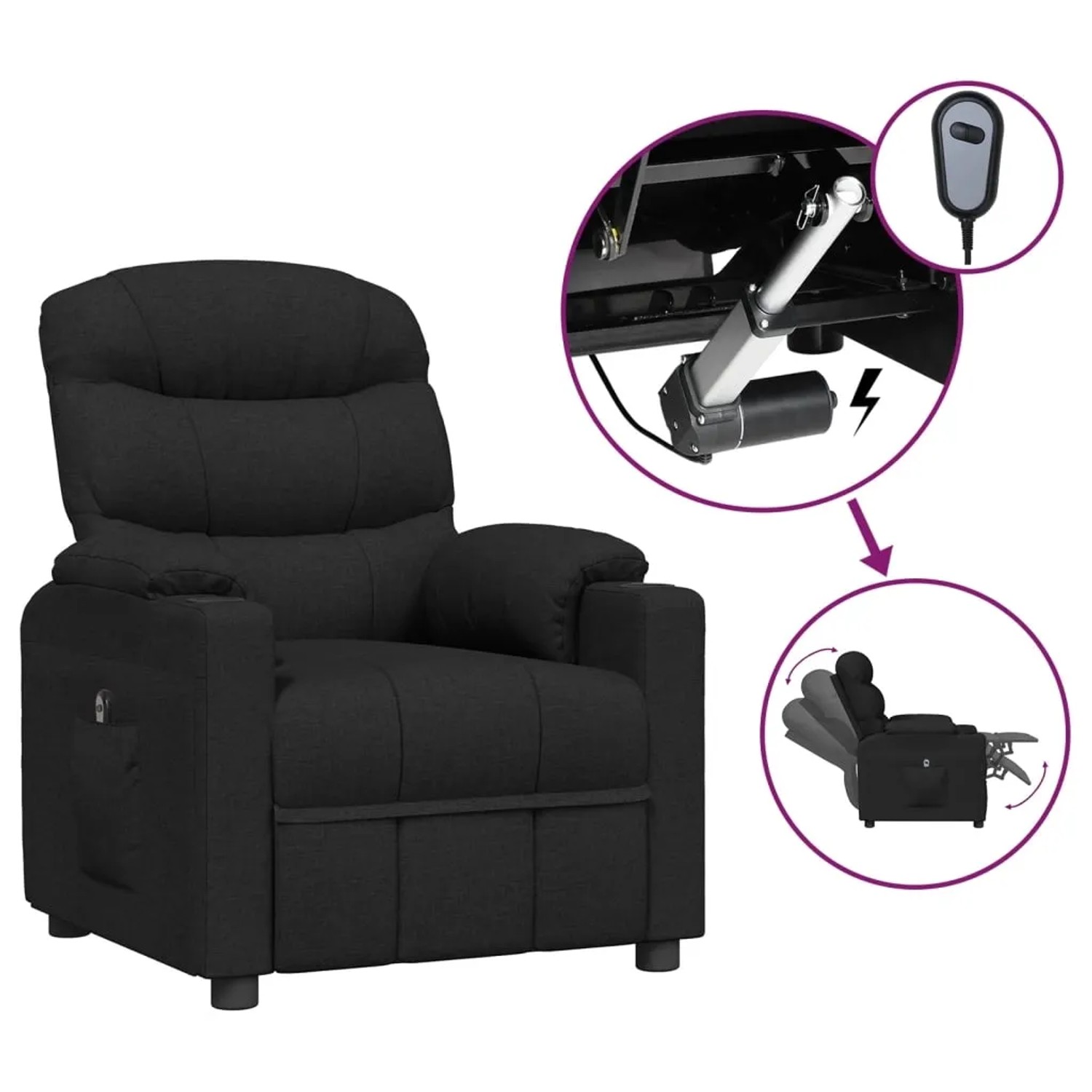vidaXL Relaxsessel Elektrisch Schwarz Stoff 3143493