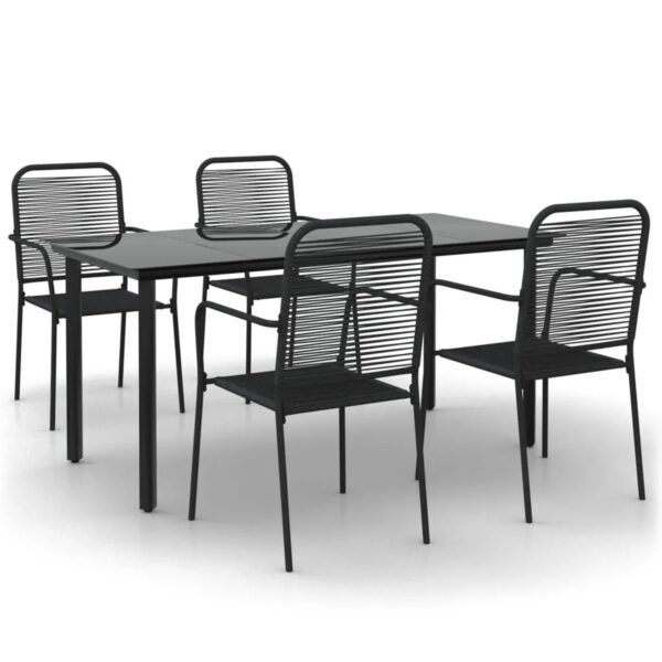 vidaXL 5-Tlg Garten-Essgruppe Schwarz Baumwollseil und Stahl 3156536 vidaXL 5-Tlg Garten-Essgruppe Schwarz Baumwollseil und Stahl 3156536