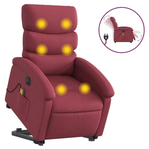 vidaXL Elektrischer Massagesessel mit Aufstehhilfe Weißrot Stoff Modell 4