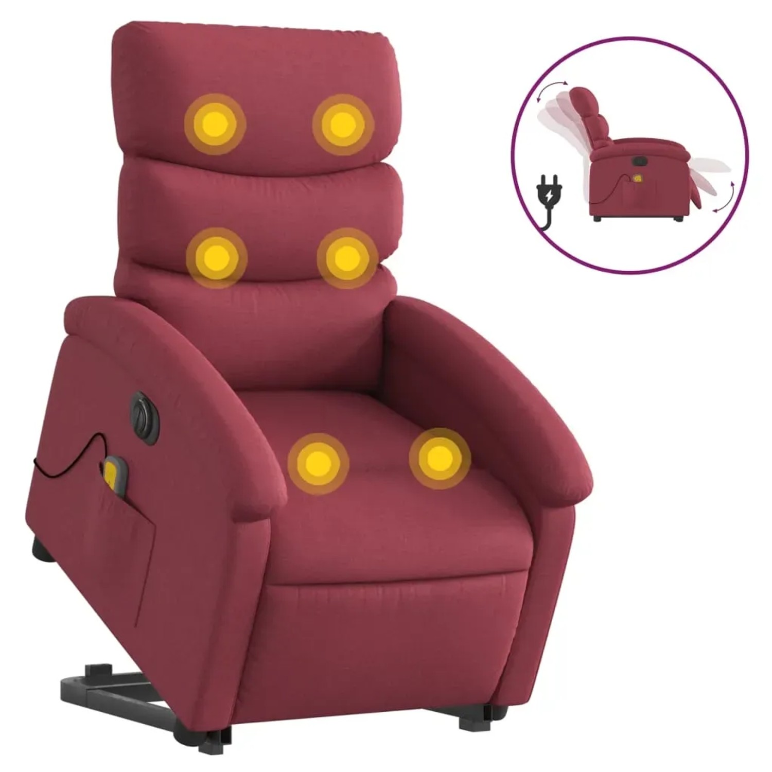 vidaXL Elektrischer Massagesessel mit Aufstehhilfe Weißrot Stoff Modell 4