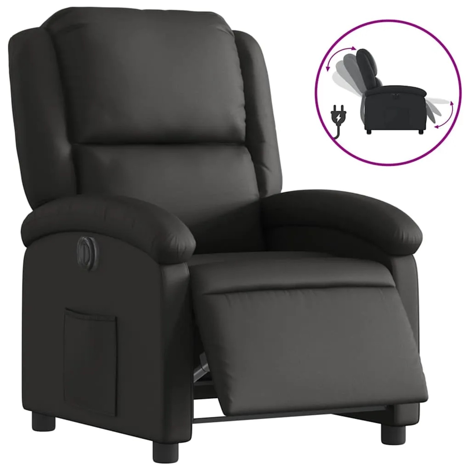 vidaXL Relaxsessel Elektrisch Schwarz Echtleder 3204254