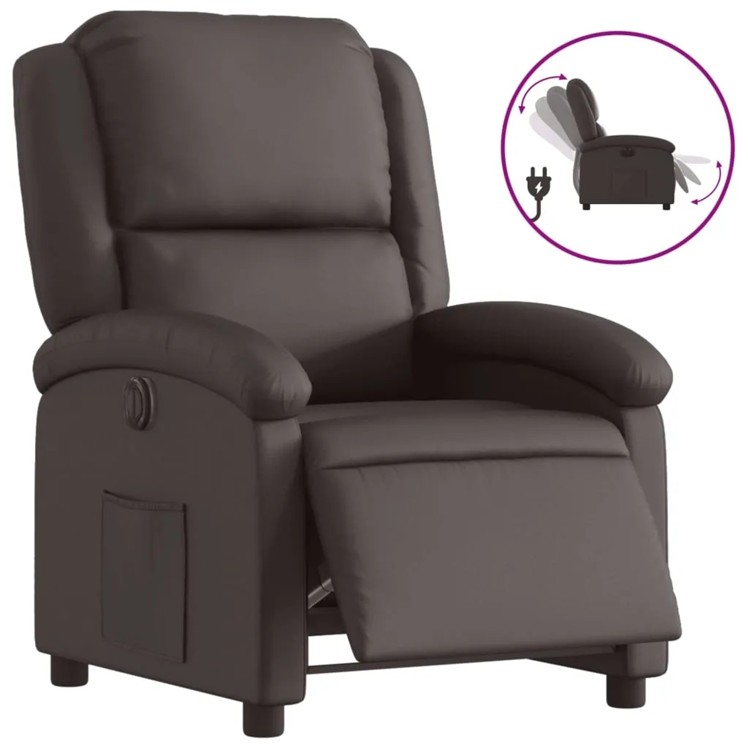 vidaXL Relaxsessel Elektrisch Dunkelbraun Echtleder 3204255