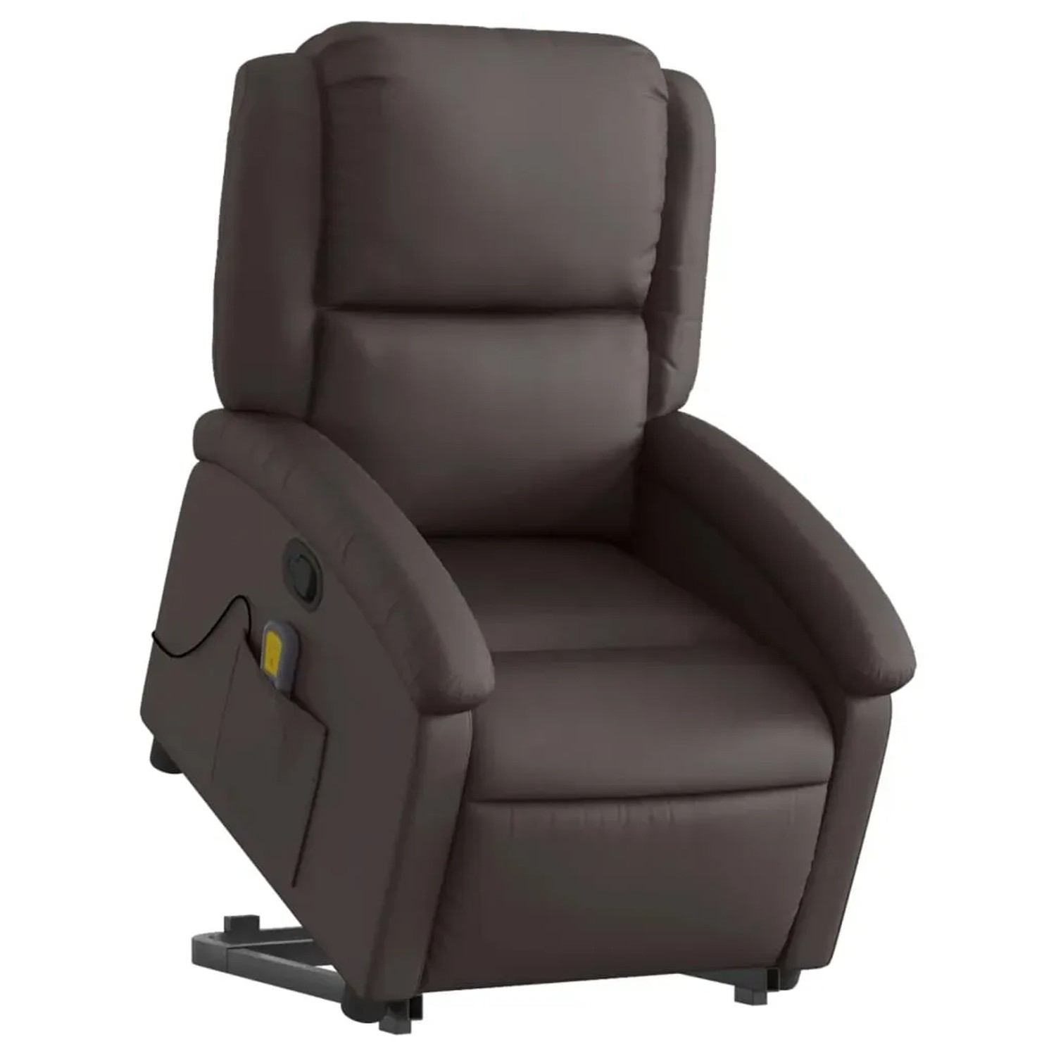 vidaXL Massagesessel mit Aufstehhilfe Dunkelbraun Echtleder