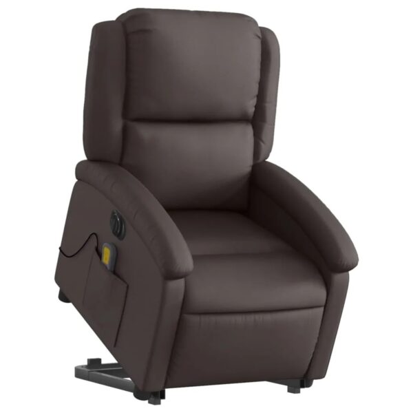vidaXL Massagesessel mit Aufstehhilfe Elektrisch Dunkelbraun Echtleder vidaXL Massagesessel mit Aufstehhilfe Elektrisch Dunkelbraun Echtleder