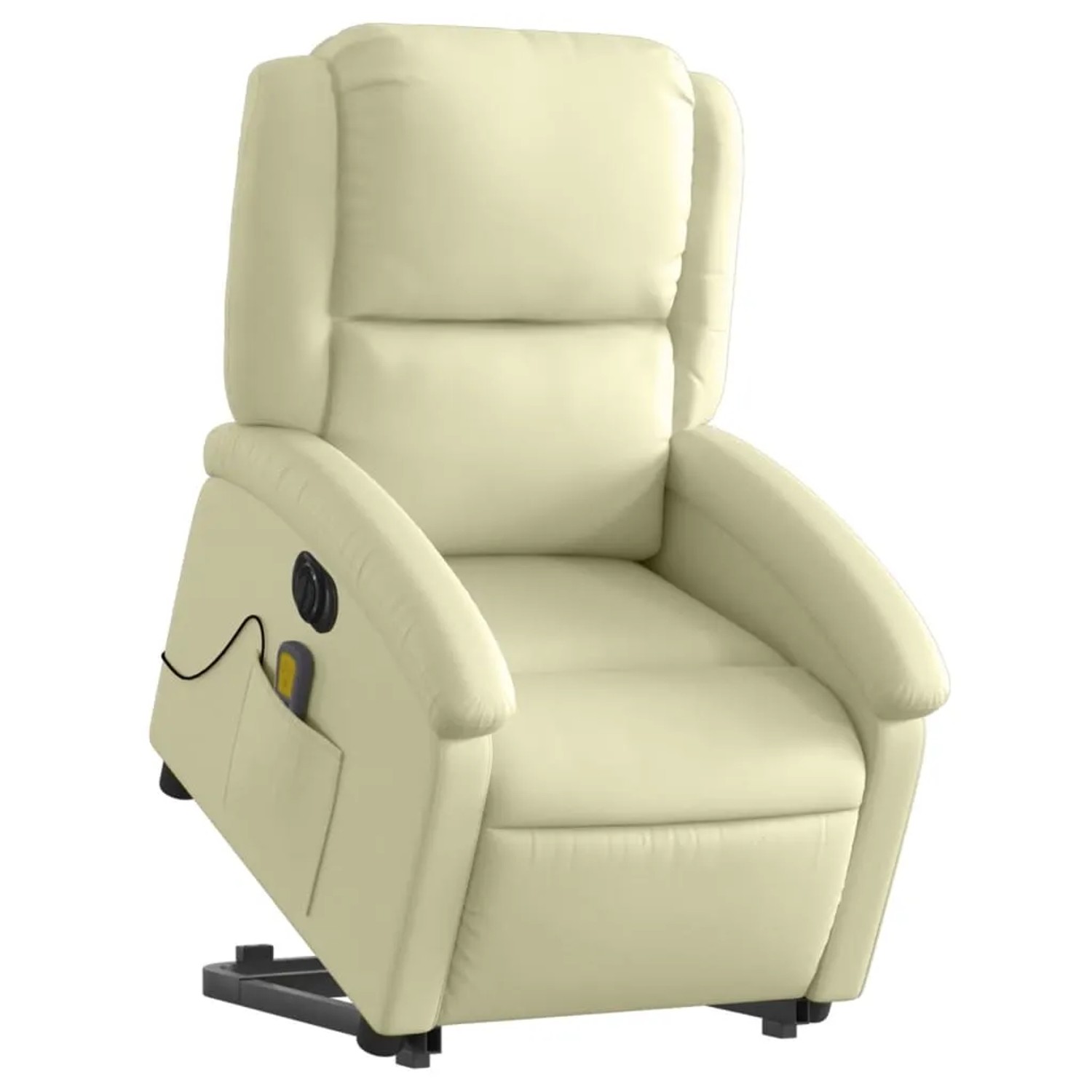 vidaXL Massagesessel mit Aufstehhilfe Elektrisch Creme Echtleder