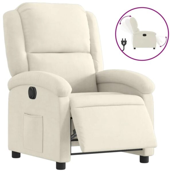 vidaXL Relaxsessel Elektrisch Creme Samt 3204287 vidaXL Relaxsessel Elektrisch Creme Samt 3204287