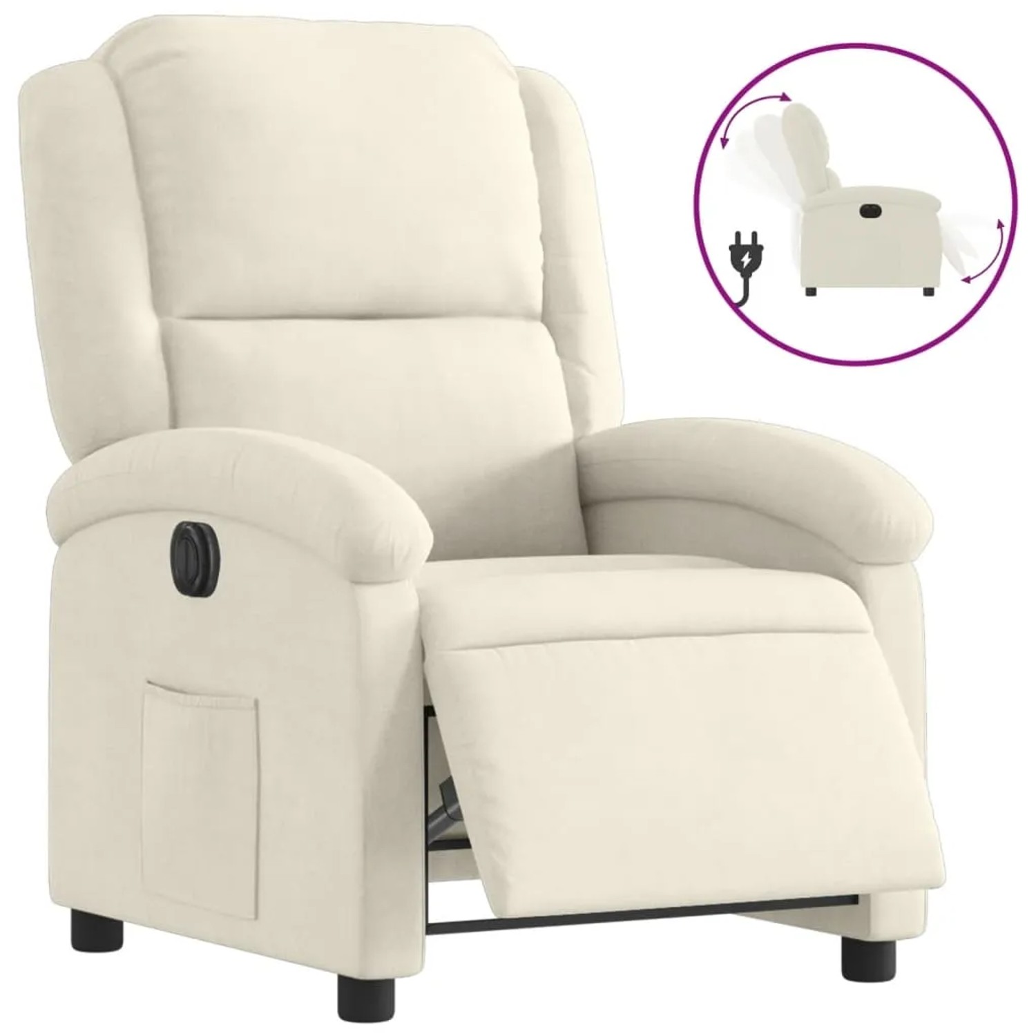 vidaXL Relaxsessel Elektrisch Creme Samt 3204287