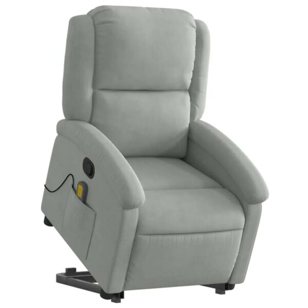 vidaXL Massagesessel mit Aufstehhilfe Hellgrau Samt Modell 1 vidaXL Massagesessel mit Aufstehhilfe Hellgrau Samt Modell 1
