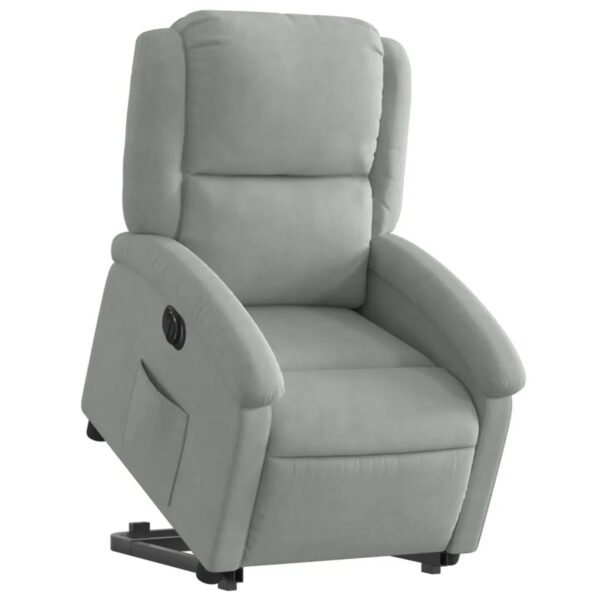 vidaXL Relaxsessel mit Aufstehhilfe Elektrisch Hellgrau Samt Modell 1
