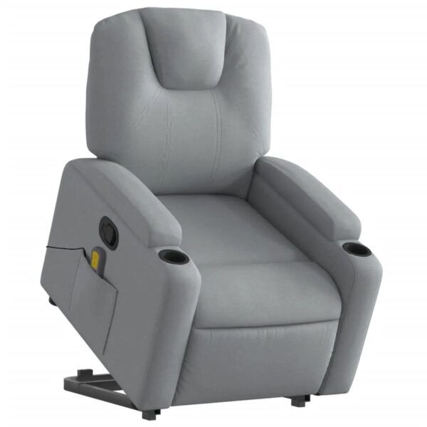 vidaXL Massagesessel mit Aufstehhilfe Hellgrau Samt Modell 12