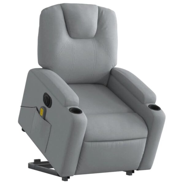 vidaXL Elektrischer Massagesessel mit Aufstehhilfe Hellgrau Stoff Modell 10