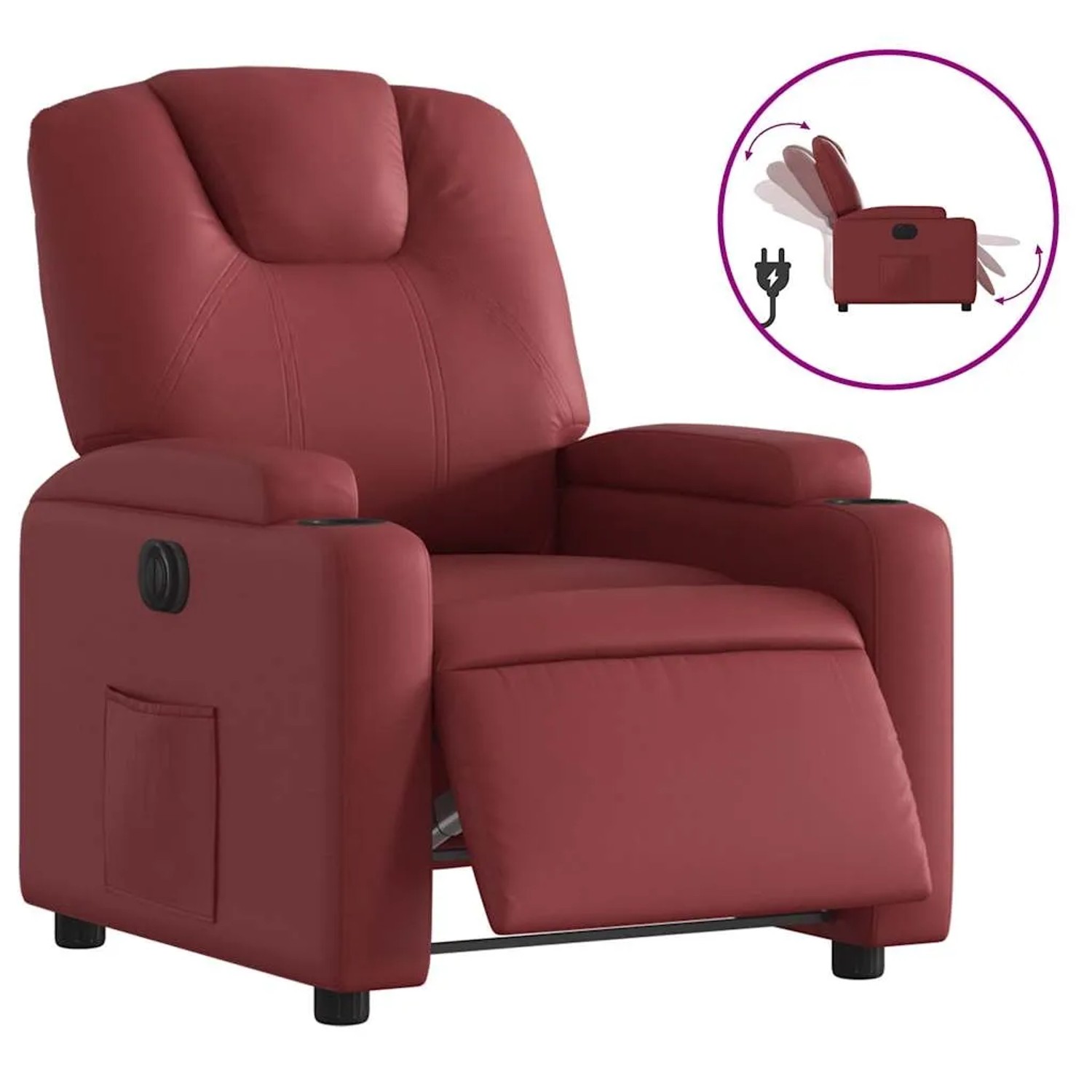 vidaXL Relaxsessel Elektrisch Weinrot Kunstleder 3204420