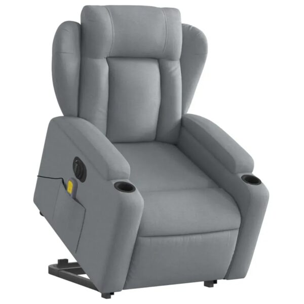 vidaXL Elektrischer Massagesessel mit Aufstehhilfe Hellgrau Stoff Modell 6