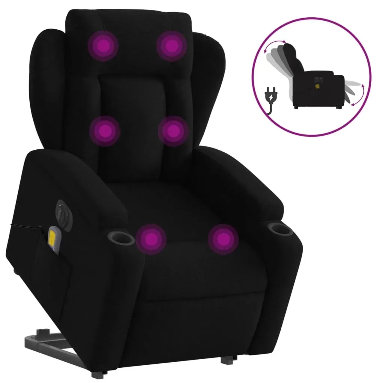 vidaXL Elektrischer Massagesessel mit Aufstehhilfe Schwarz Stoff Modell 11