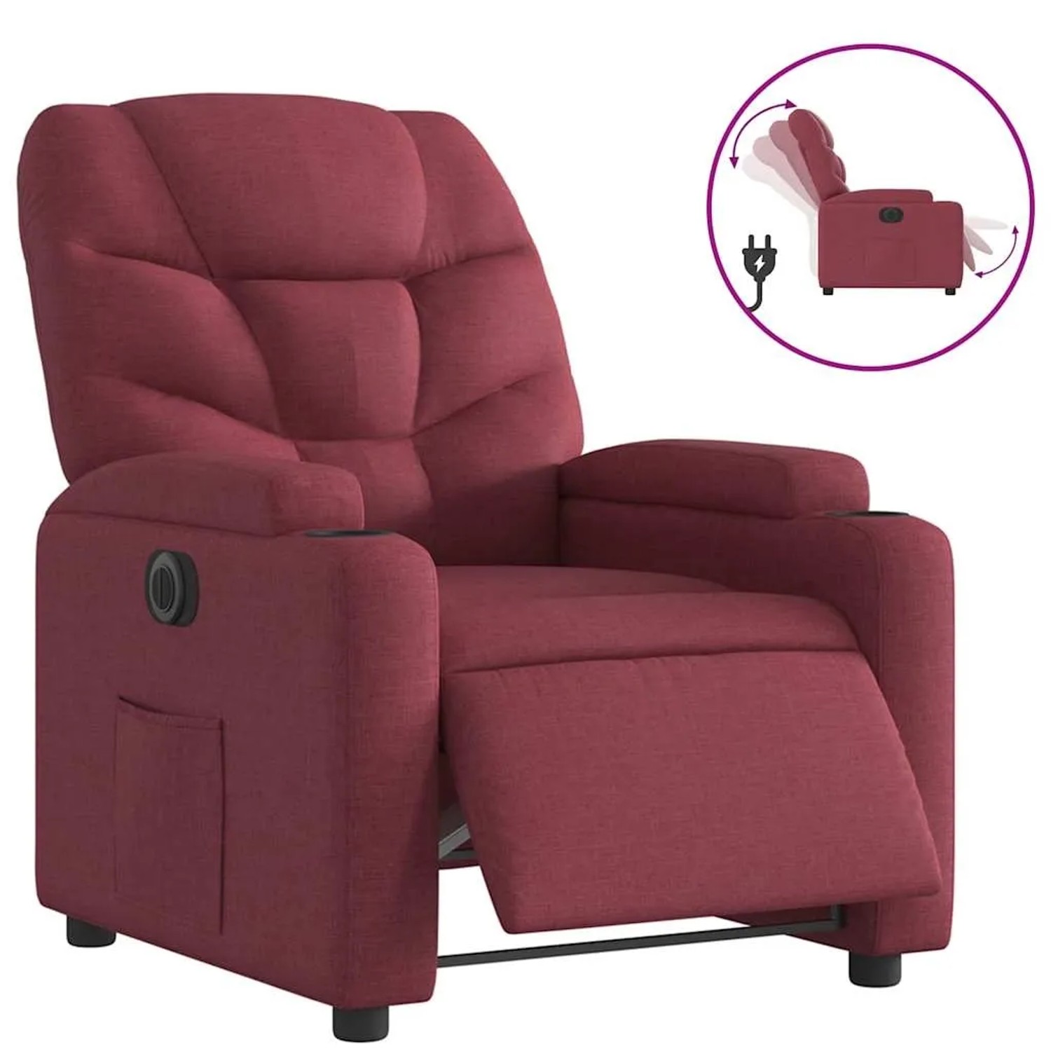 vidaXL Relaxsessel Elektrisch Weinrot Stoff 3204575