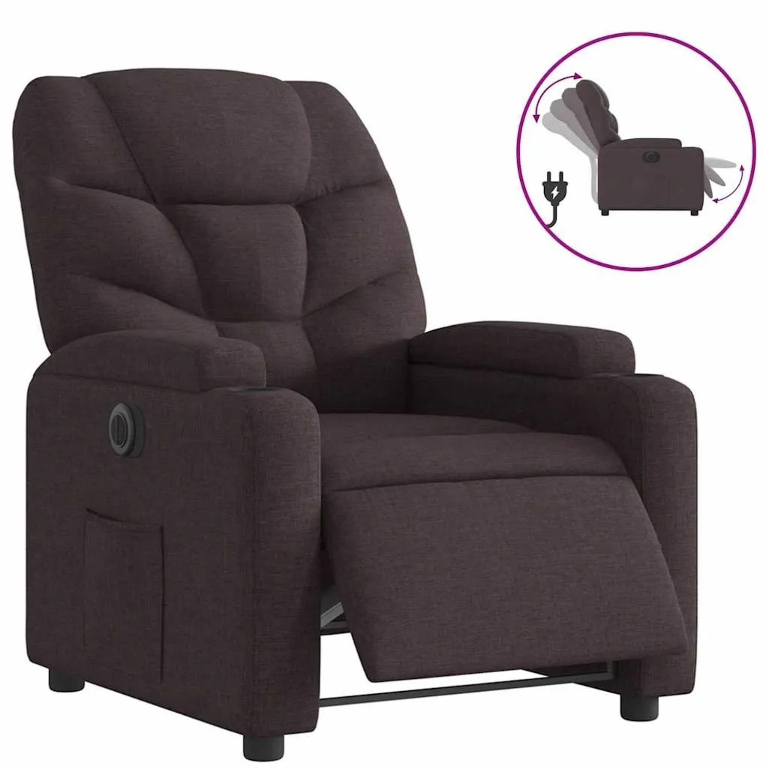 vidaXL Relaxsessel Elektrisch Dunkelbraun Stoff 3204577