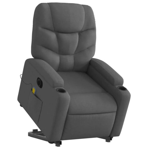 vidaXL Elektrischer Massagesessel mit Aufstehhilfe Dunkelgrau Stoff Modell 4 vidaXL Elektrischer Massagesessel mit Aufstehhilfe Dunkelgrau Stoff Modell 4