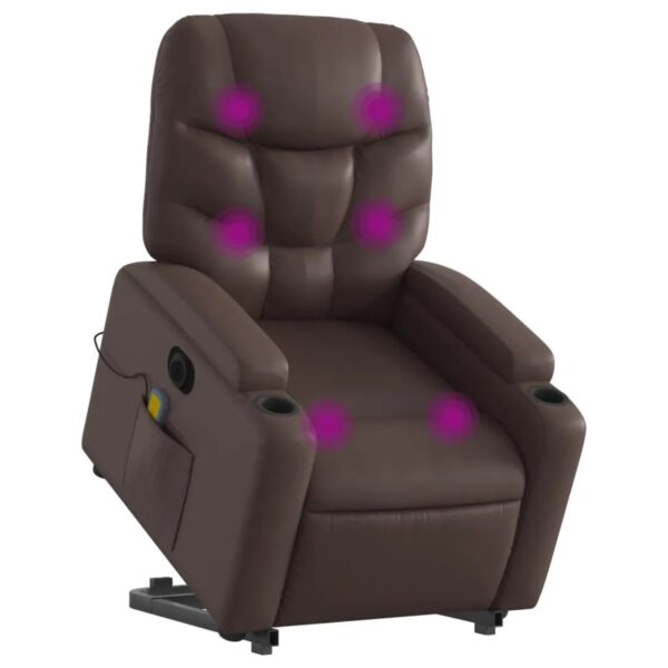 vidaXL Massagesessel mit Aufstehhilfe Elektrisch Braun Kunstleder Modell 9