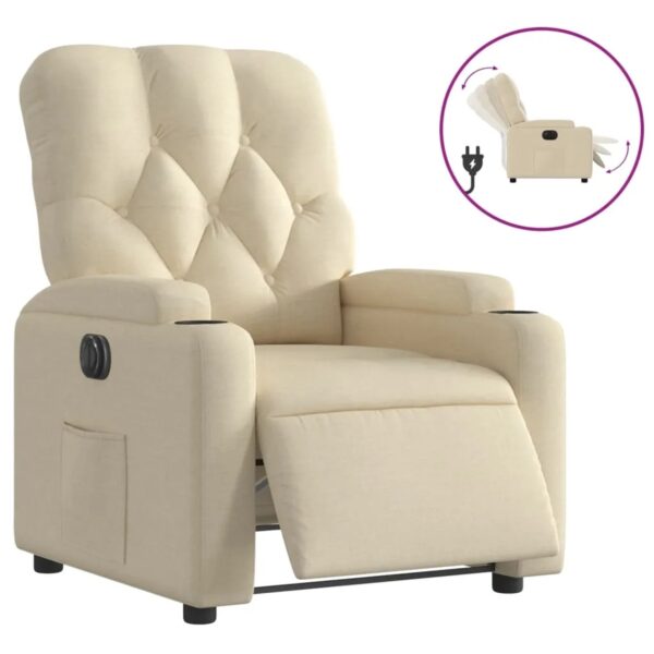 vidaXL Relaxsessel Elektrisch Creme Stoff 3204695