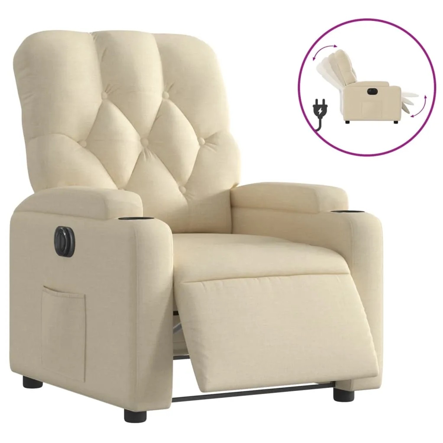vidaXL Relaxsessel Elektrisch Creme Stoff 3204695