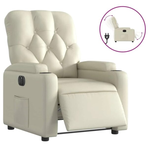 vidaXL Relaxsessel Elektrisch Creme Kunstleder 3204759