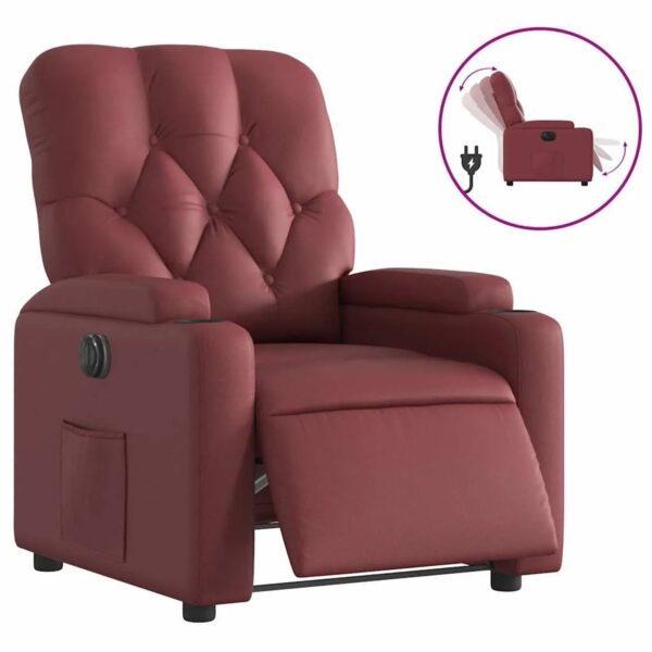 vidaXL Relaxsessel Elektrisch Weinrot Kunstleder 3204762