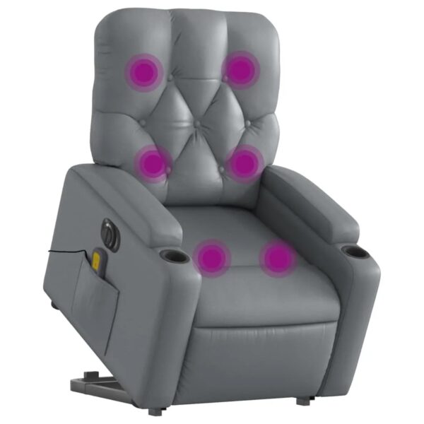 vidaXL Massagesessel mit Aufstehhilfe Elektrisch Grau Kunstleder Modell 9