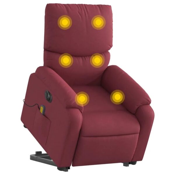vidaXL Elektrischer Massagesessel mit Aufstehhilfe Weißrot Stoff Modell 7