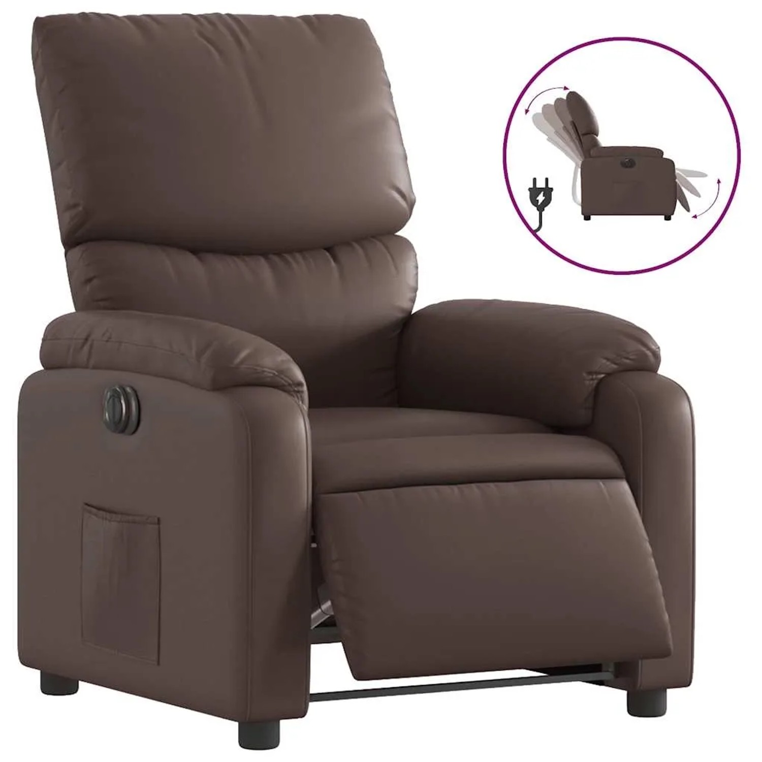 vidaXL Elektrischer Relaxsessel Braun Kunstleder 3204874