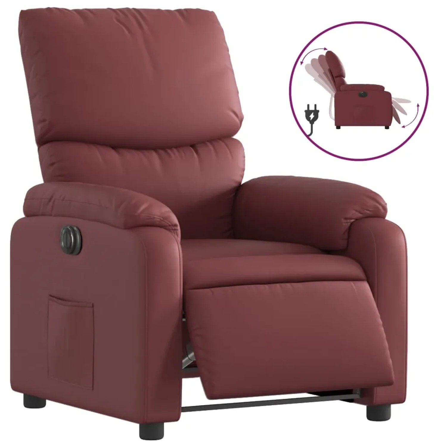 vidaXL Relaxsessel Elektrisch Weinrot Kunstleder 3204876