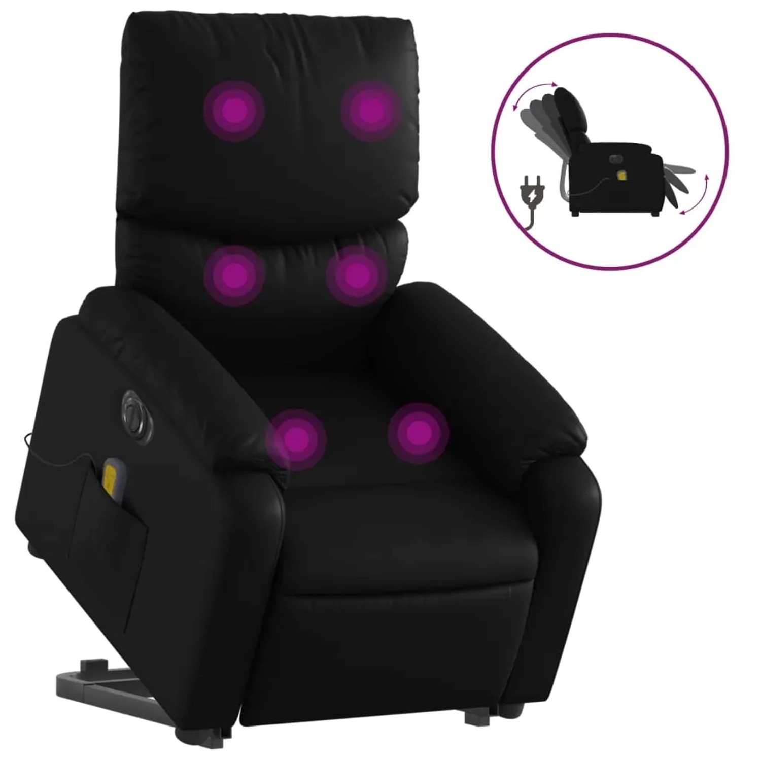 vidaXL Massagesessel mit Aufstehhilfe Elektrisch Schwarz Kunstleder Modell 8
