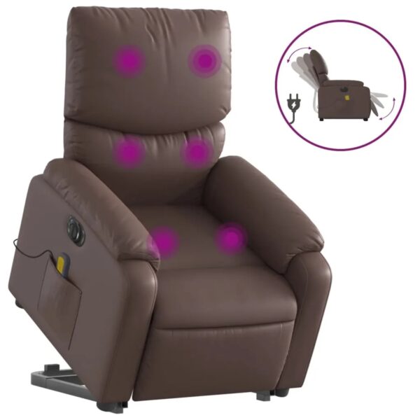 vidaXL Massagesessel mit Aufstehhilfe Elektrisch Braun Kunstleder Modell 4