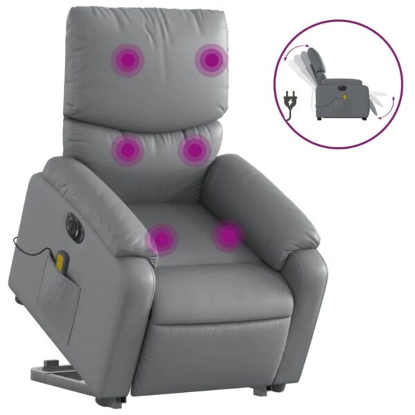 vidaXL Massagesessel mit Aufstehhilfe Elektrisch Grau Kunstleder Modell 6 vidaXL Massagesessel mit Aufstehhilfe Elektrisch Grau Kunstleder Modell 6