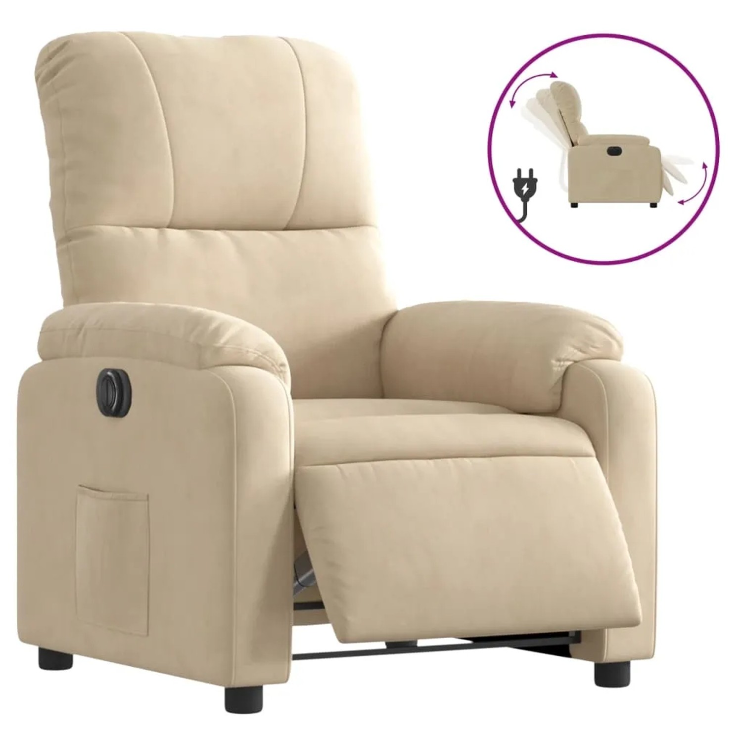 vidaXL Relaxsessel Elektrisch Creme Mikrofasergewebe Modell 4