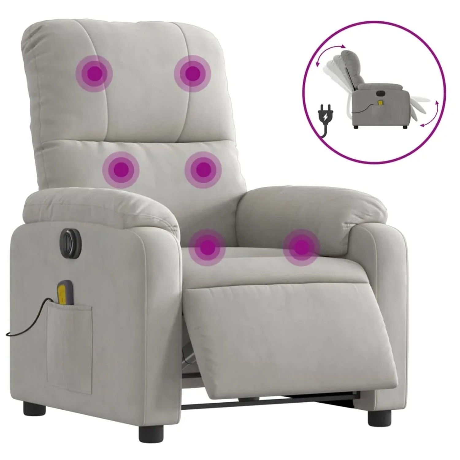 vidaXL Massagesessel Elektrisch Hellgrau Mikrofasergewebe