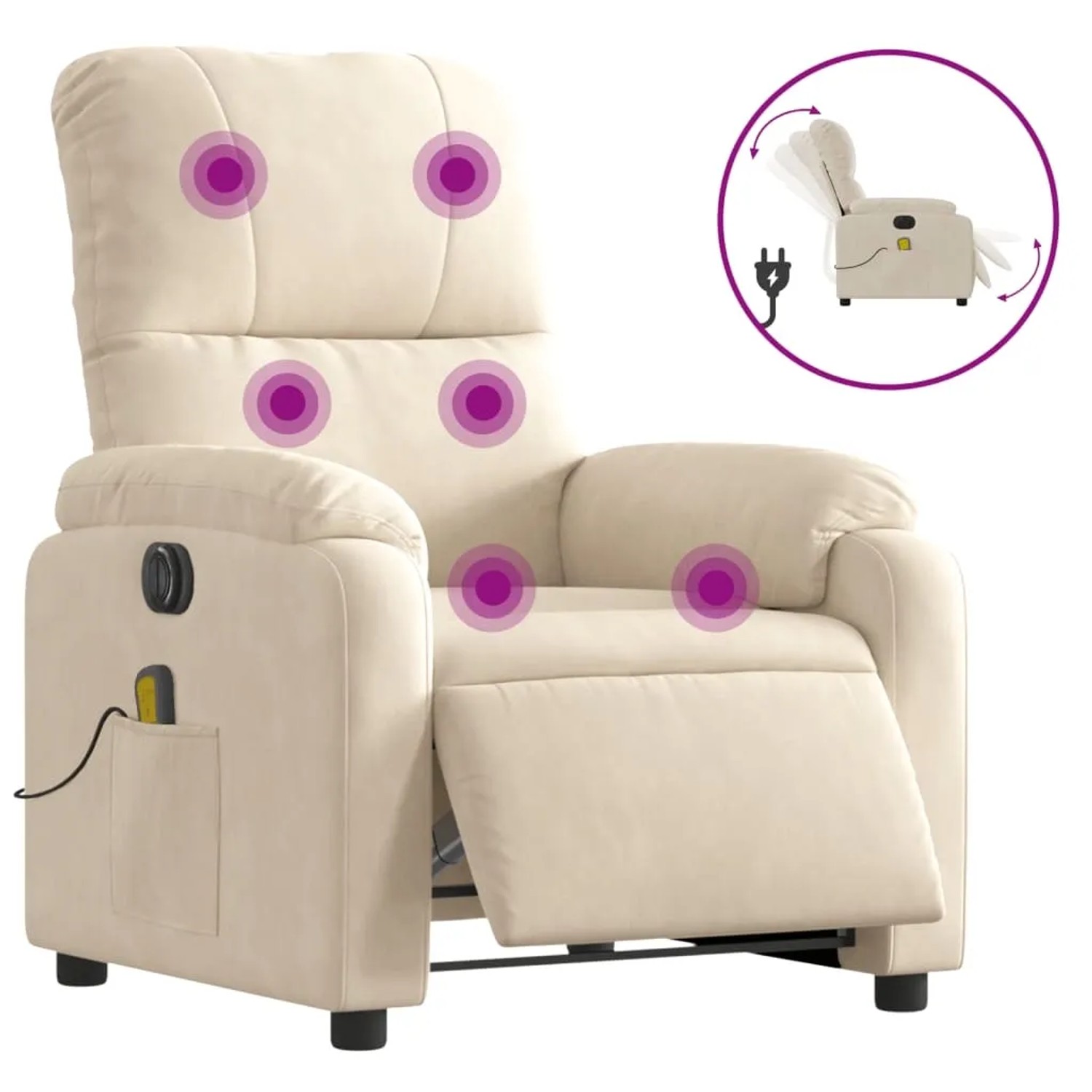 vidaXL Massagesessel Elektrisch Beige Mikrofasergewebe