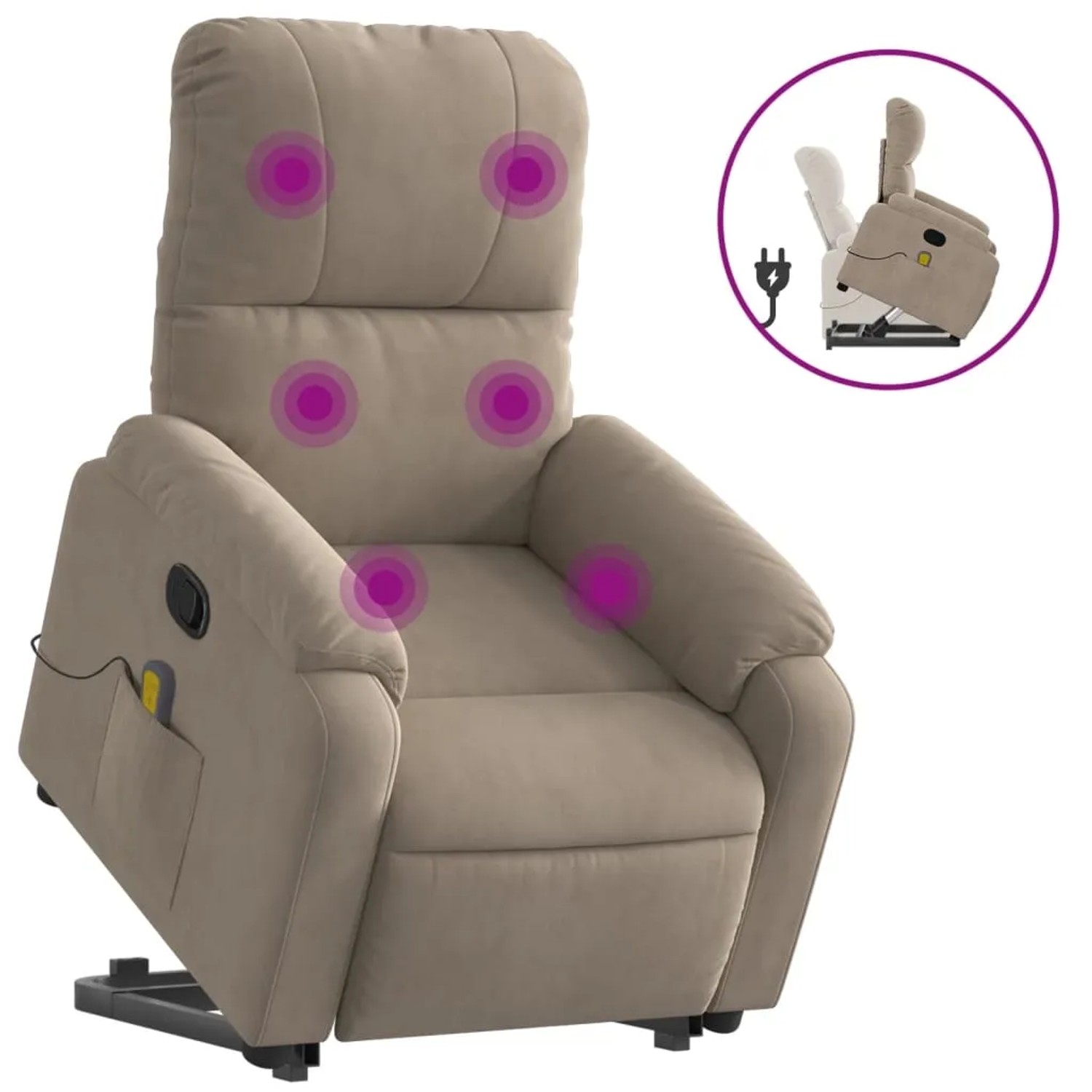 vidaXL Massagesessel mit Aufstehhilfe Taupe Mikrofasergewebe
